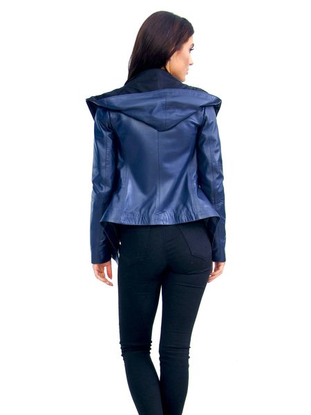 Жіноча шкіряна куртка Z-011 Синя XS Z-011 Синя-XS фото