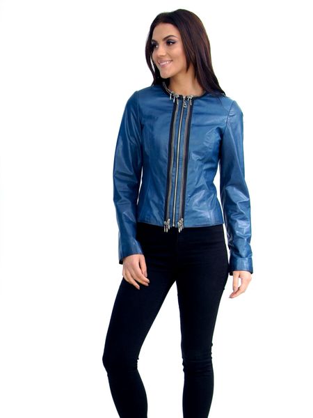 Женская кожаная куртка EPC 13-10 Синяя XS EPC 13-10 Синя-XS фото