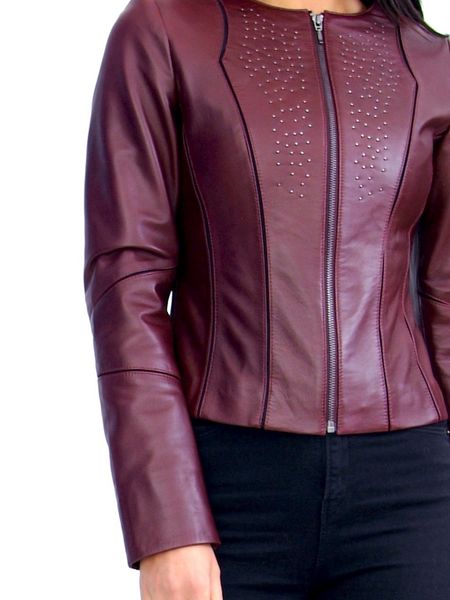 Жіноча шкіряна куртка  Z-021 Бордова S  Z-021-S фото
