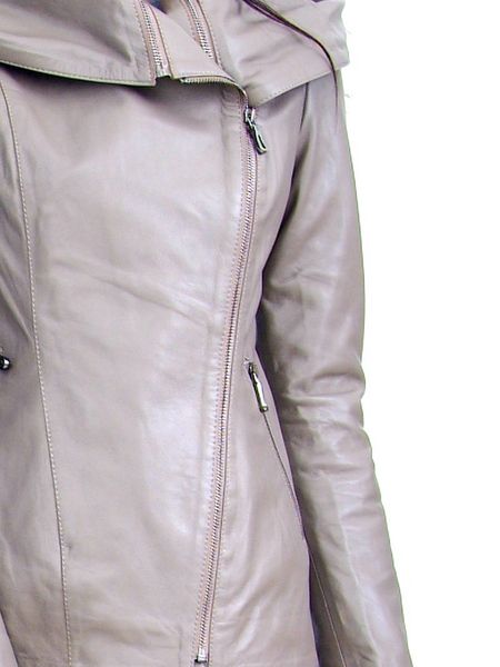 Жіноча шкіряна куртка Z-059 M Бежева  Z-059-M Бежева фото